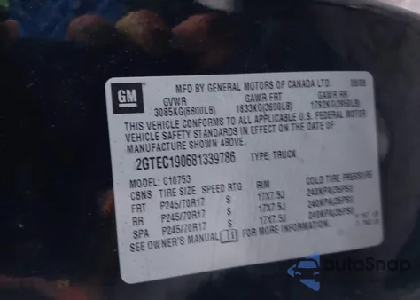 2008 GMC Sierra 1500 Sle1 from USA, damaged, VIN 2GTEC190681339786